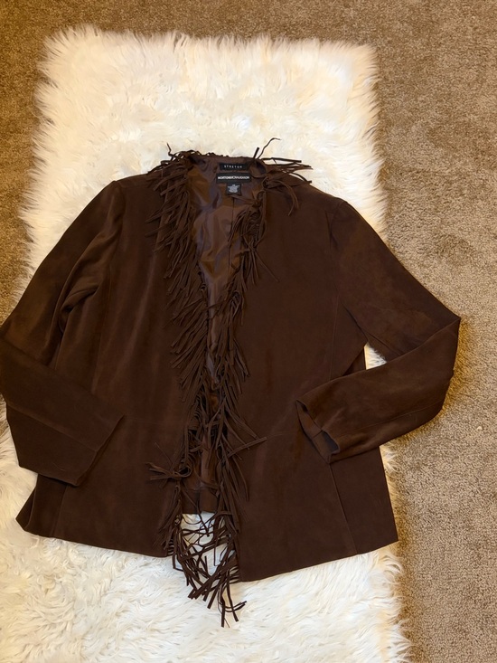 Norton McNaughton Jackets & Blazers - Brown Faux Suede Fringe Jacket